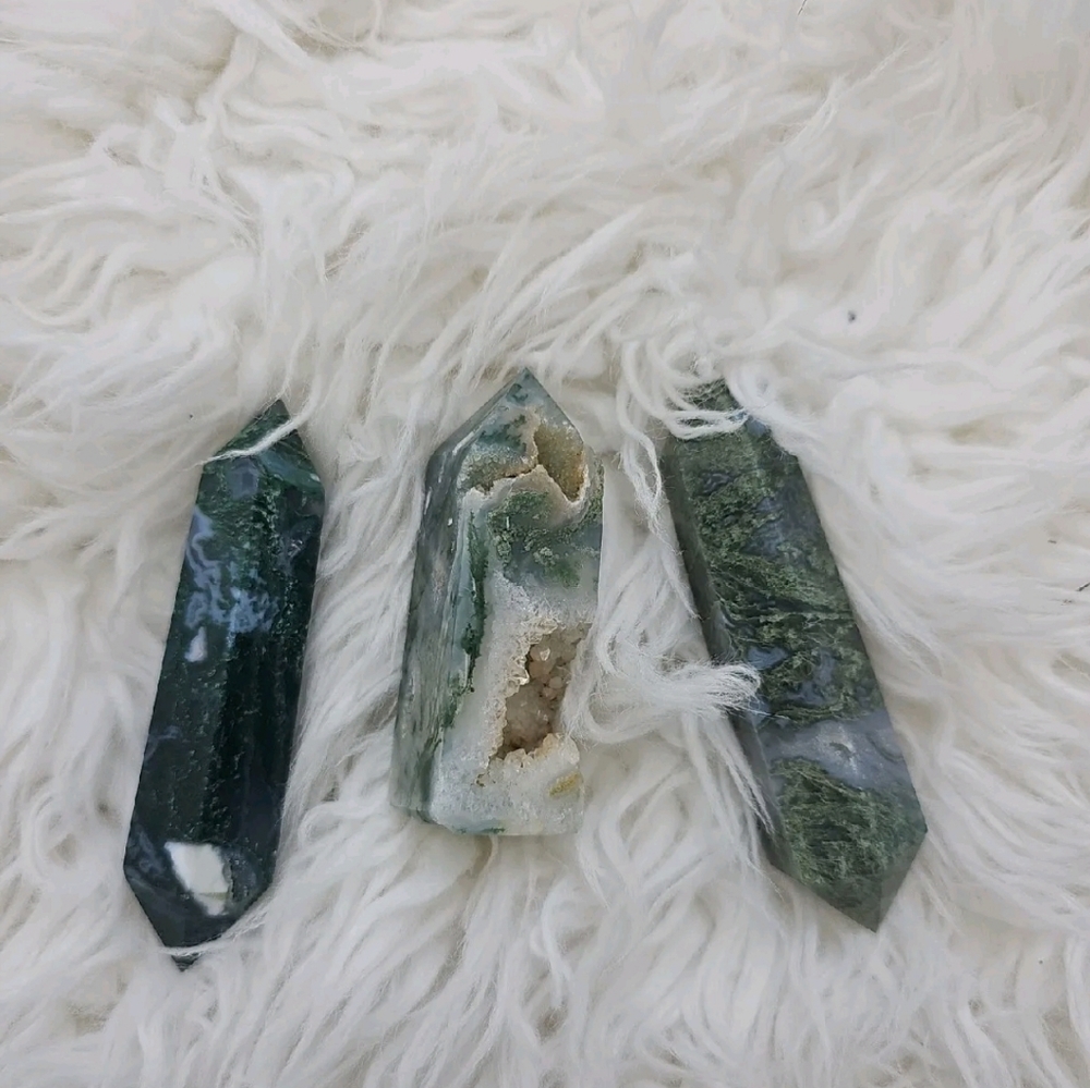 Dt & druzzy tower-mystical  Moss Agate crystals- 3 pieces